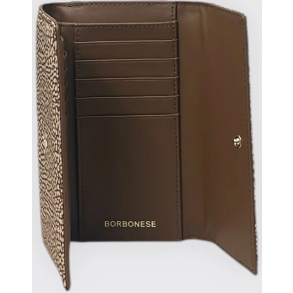 Borbonese Middelgrote Portemonnee met Klep en Rits Brown Dames