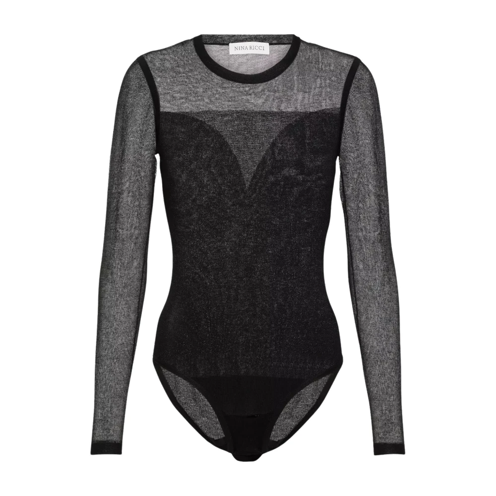 Nina Ricci Doorschijnende hart halslijn zwarte bodysuit Black Dames