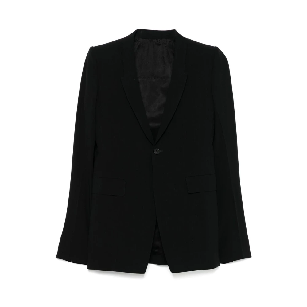 Rick Owens Zwarte Jas met Knopen en Klepzakken Black Dames