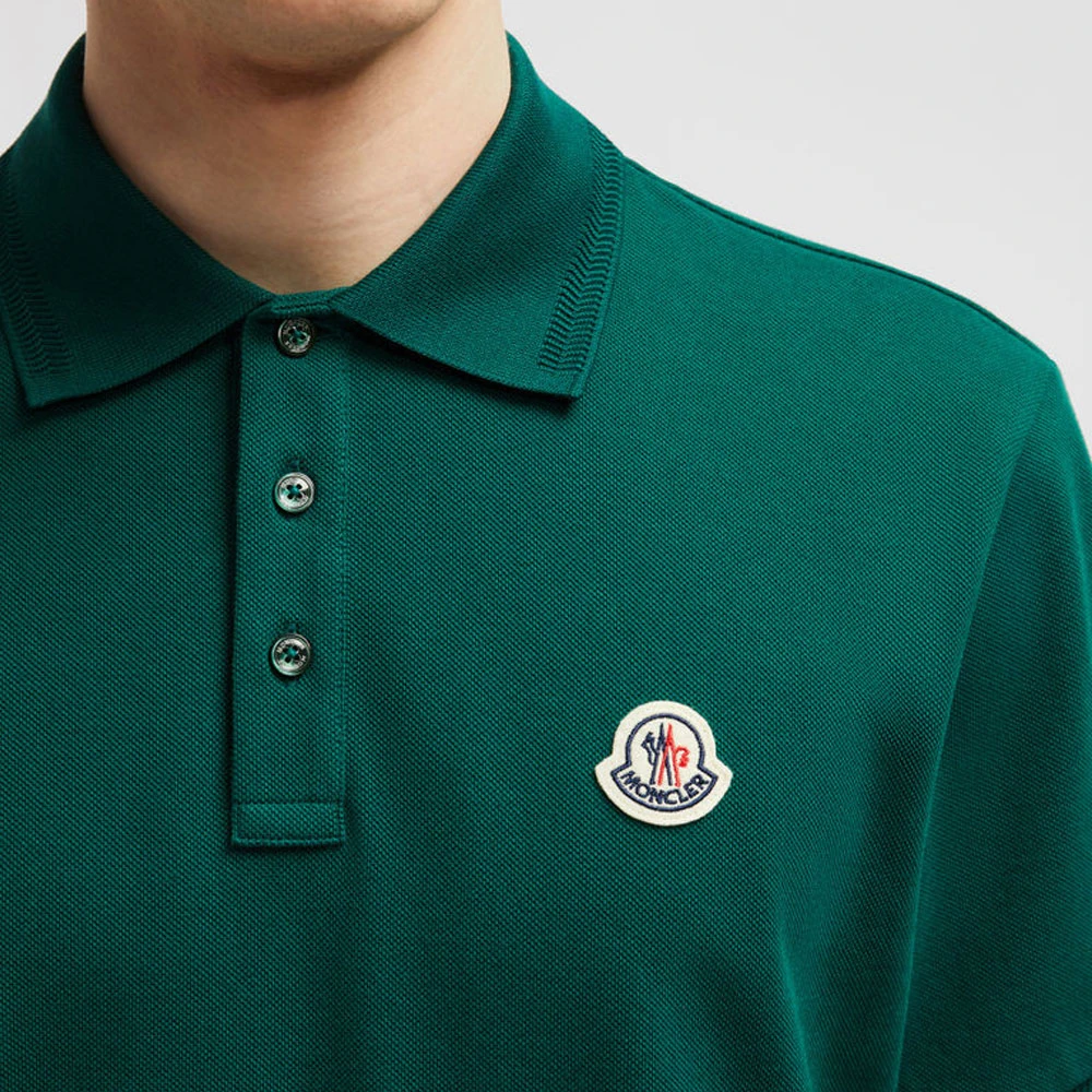 Moncler Logo Patch Polo Klassiek Groen Green Heren