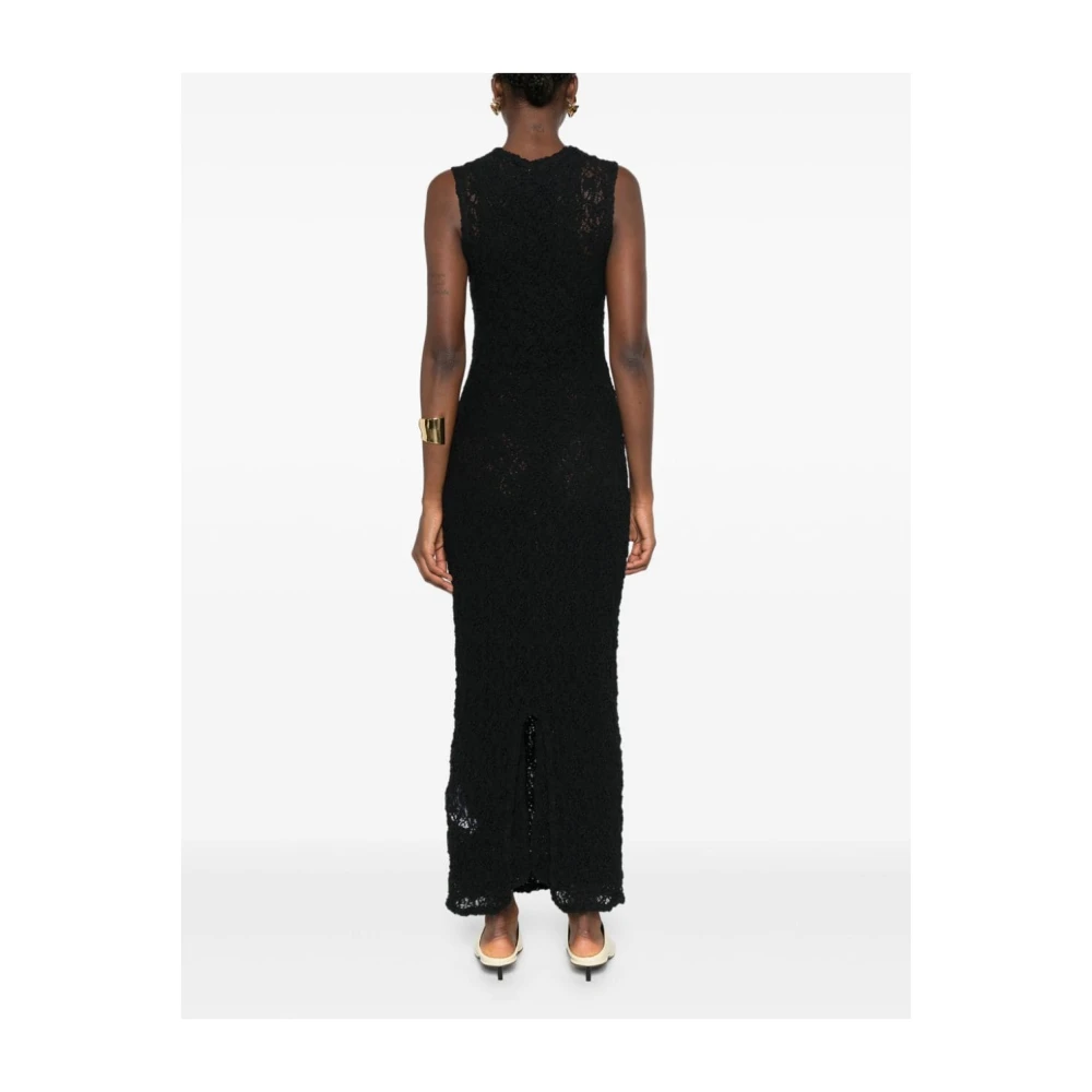 Jil Sander Zwarte Kantmouwloze Jurk Black Dames