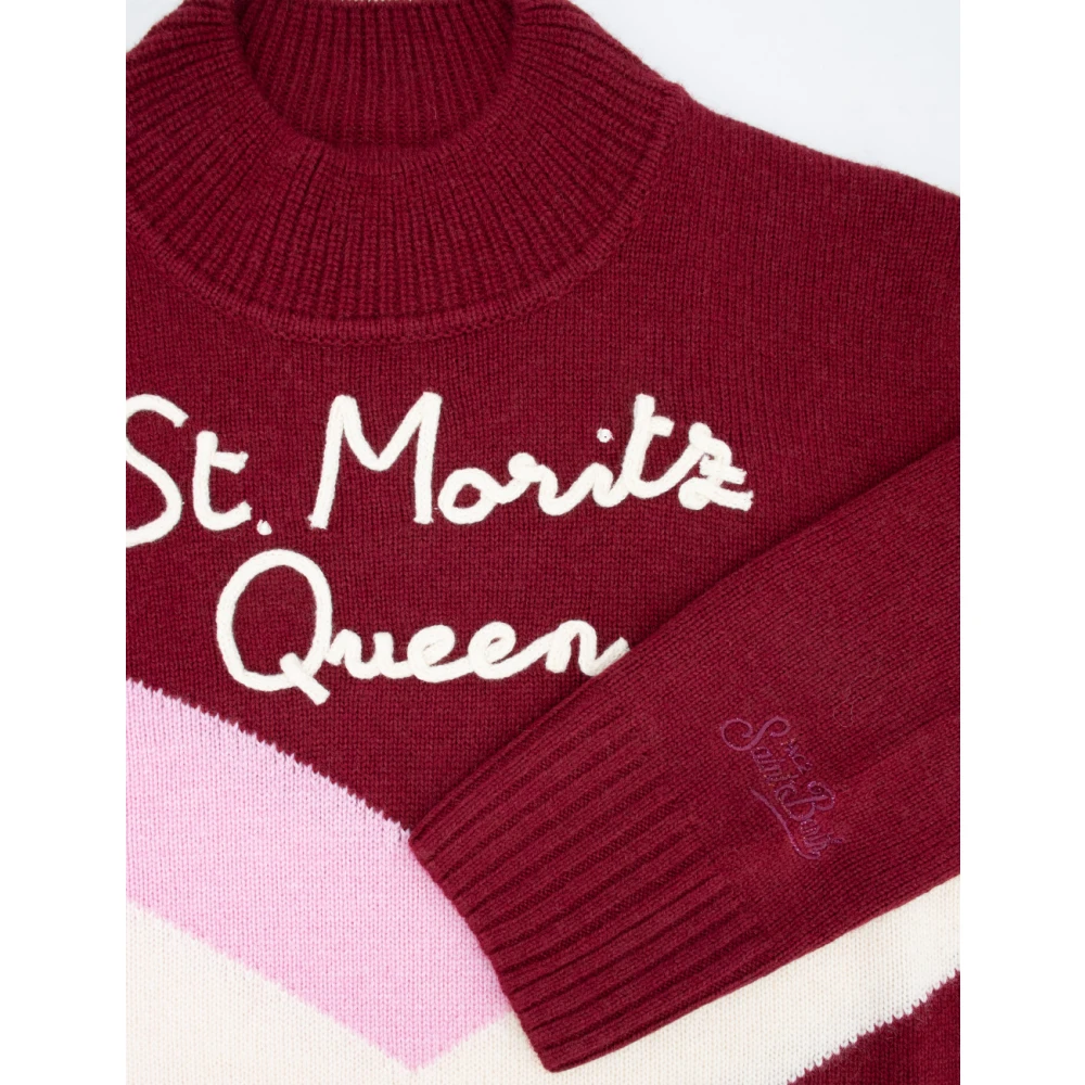 MC2 Saint Barth Kasjmier Turtleneck Jumper met Ribgezoomde Zoom Red Dames