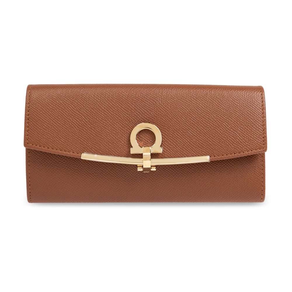 Salvatore Ferragamo Leren Portemonnee Brown Dames