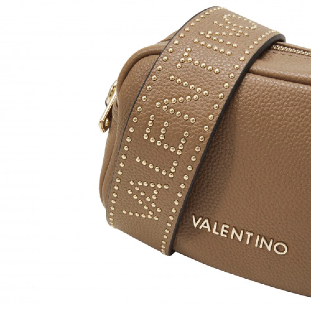 Valentino by Mario Valentino Rechthoekige Taupe Handtas met Gouden Inscriptie Beige Dames