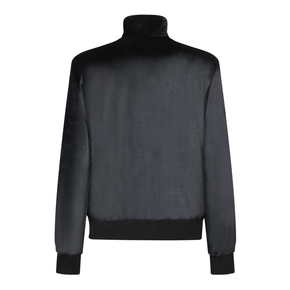 Dolce & Gabbana Zwarte Sweatshirt met rits en geborduurd logo Black Heren
