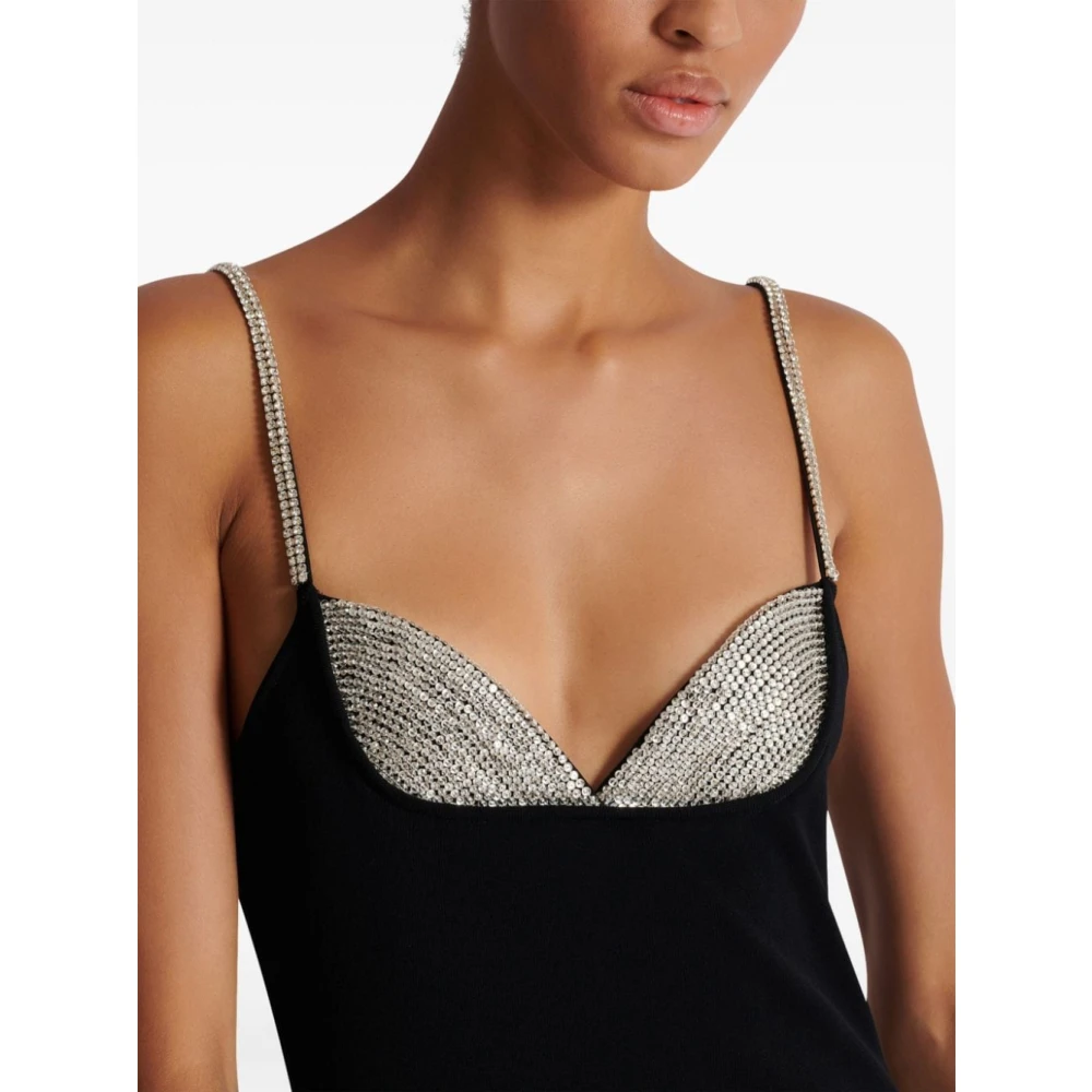 Balmain Zwarte Lange Jurk Black Dames