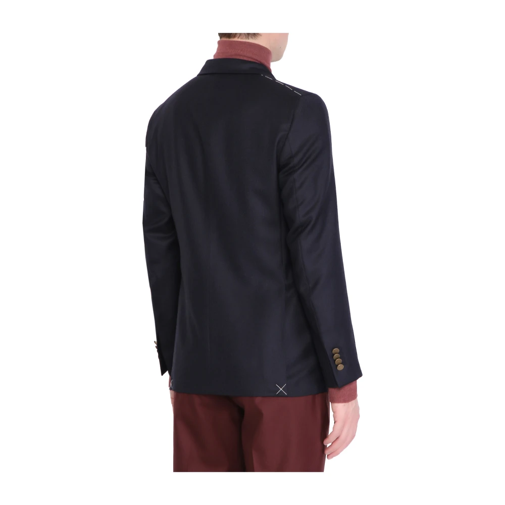 Boglioli Blauwe Wol Double-Breasted Jas Black Heren