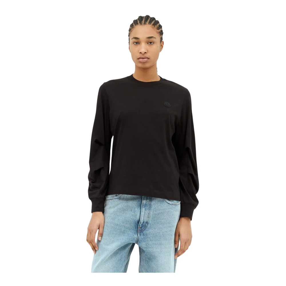 Moncler Katoenen Jersey Logo Patch Longsleeve T-shirt Black Dames