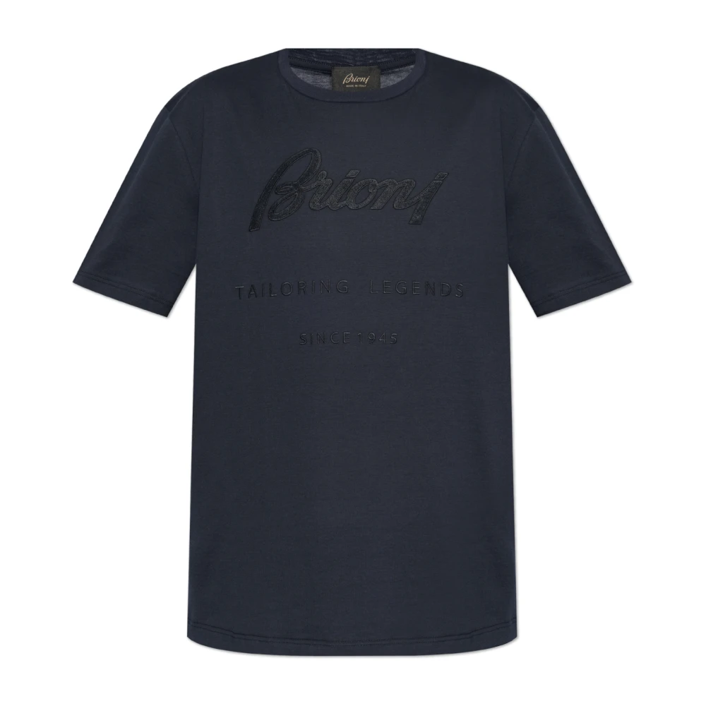 Brioni T-shirt met geborduurd logo Blue Heren