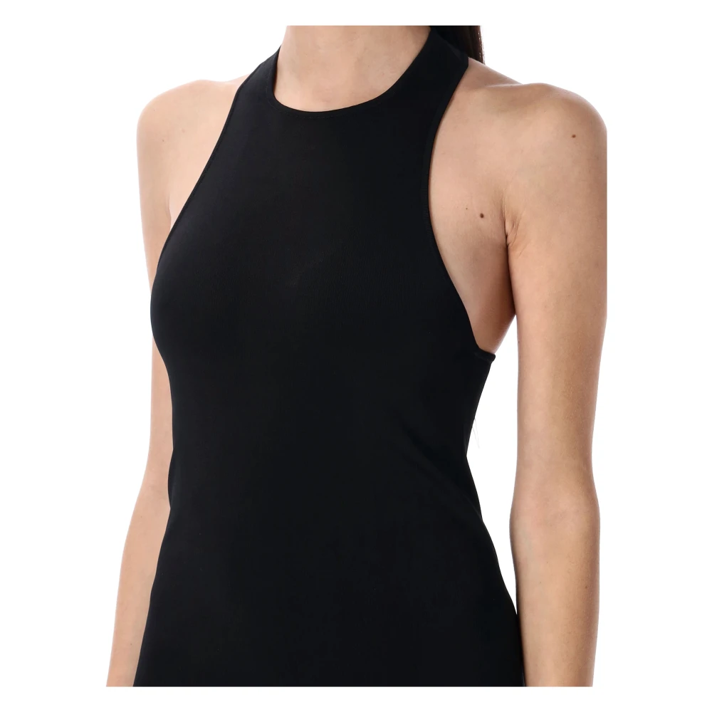 Saint Laurent Zwarte Lange Jurk Elegant Mouwloos Racerback Black Dames