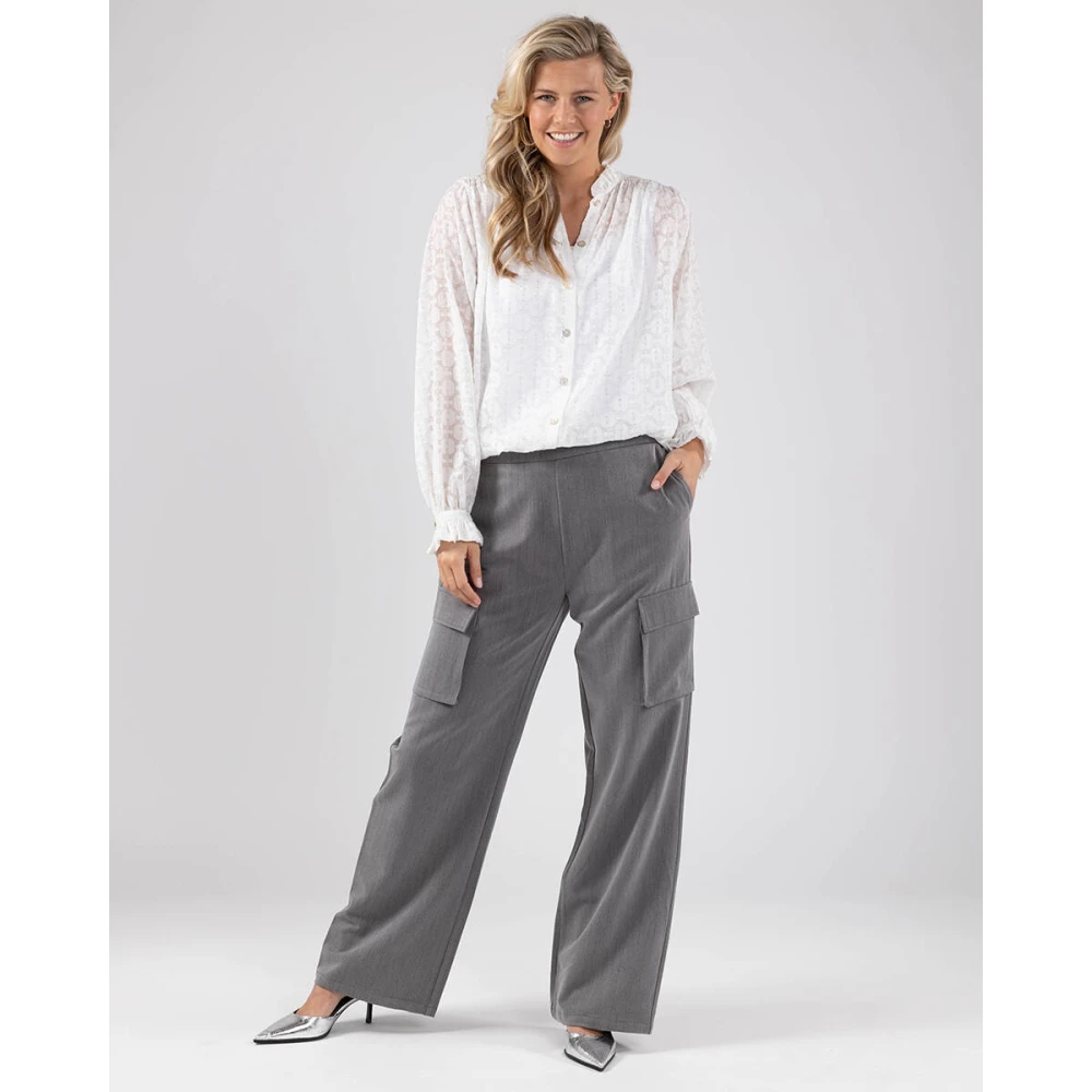 Nukus Gestreepte Hamburg Broek Fw240311 Gray Dames