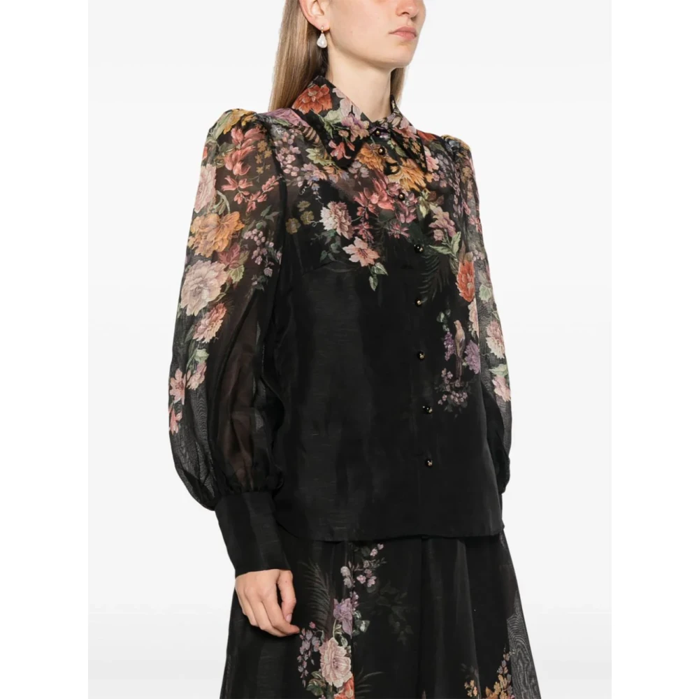 Zimmermann Zwarte Overhemd met Klassieke Kraag Multicolor Dames