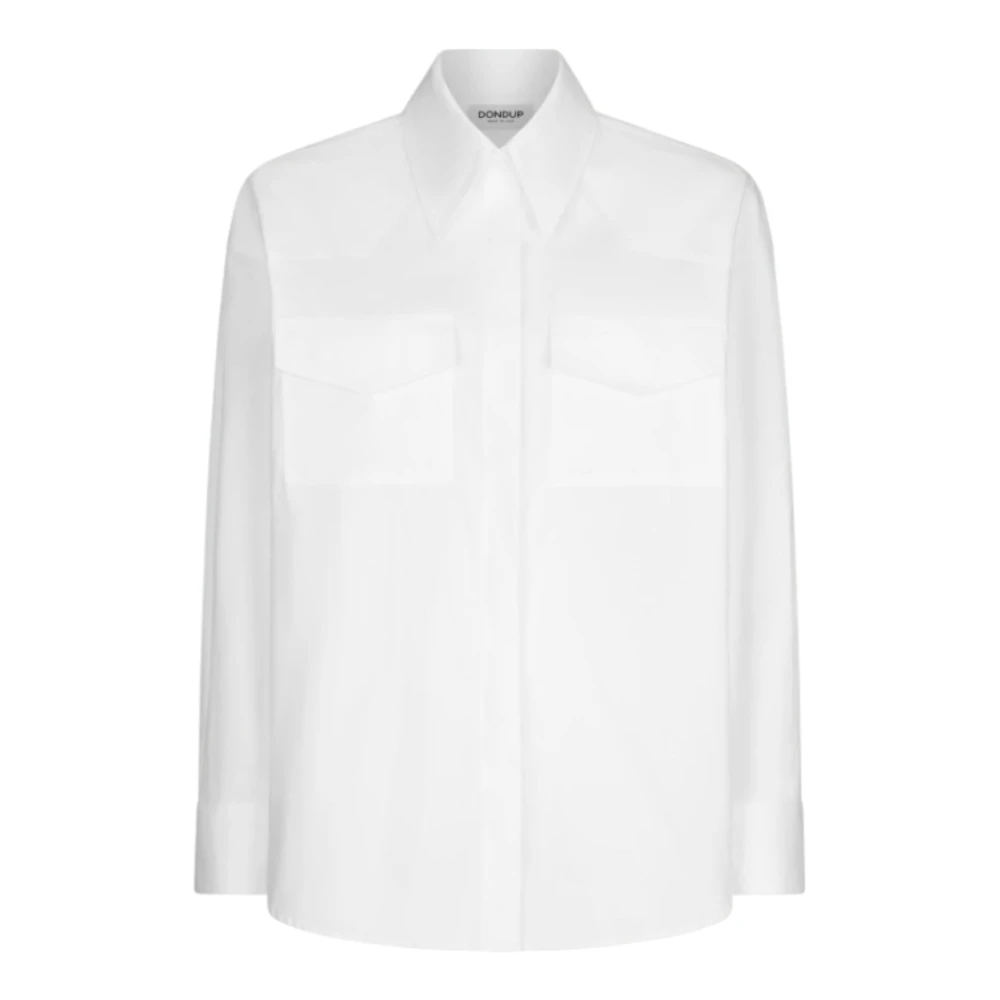 Dondup Women's White Shirts, Xs, Oversized Poplin Shirt With Pockets