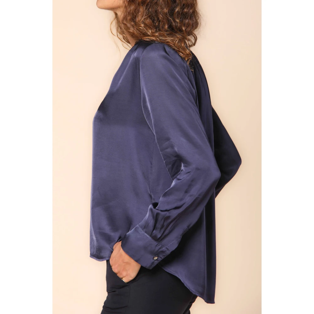 Mason's Adele Viscose Shirt Navy Blauw Blue Dames