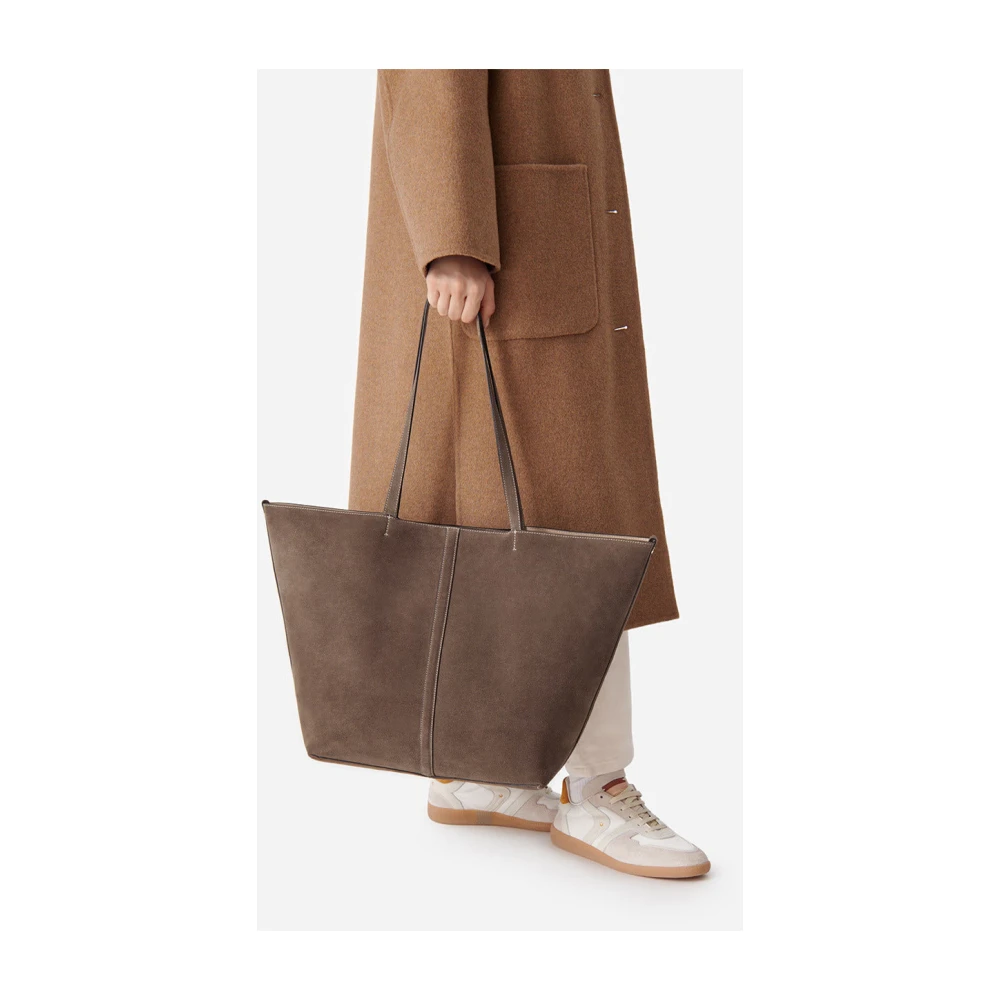 Vanessa Bruno Dagelijkse leren tas met gouden sluiting Beige Dames