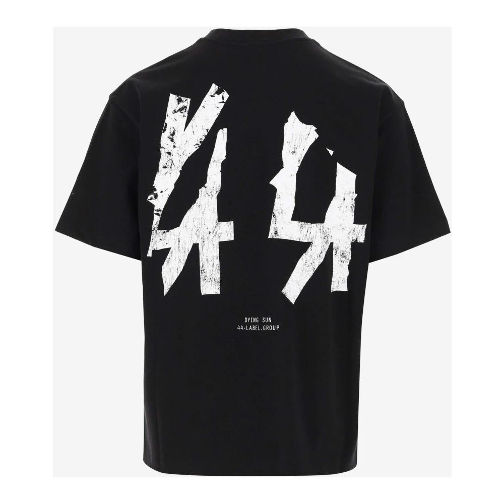 44 Label Group Katoen Crew Neck Logo Print T-Shirt Black Heren