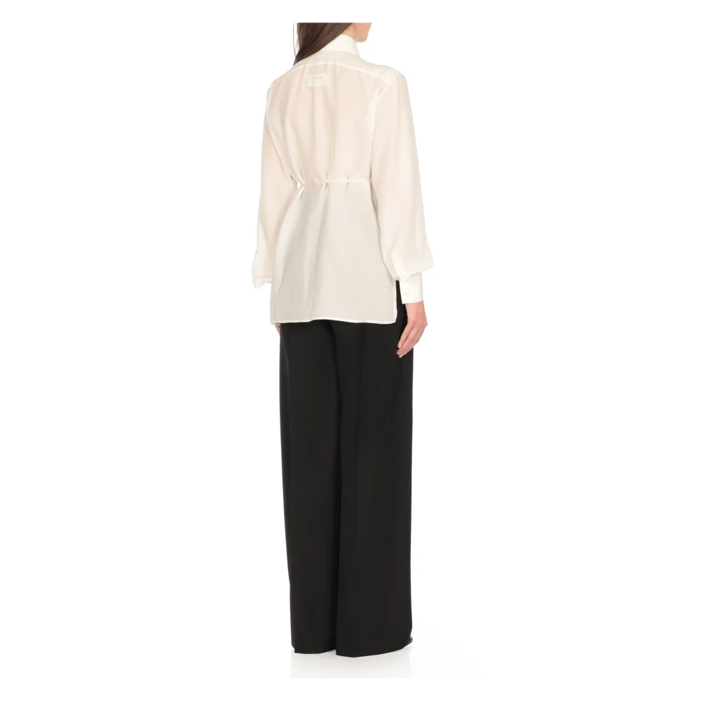 MM6 Maison Margiela Witte zijden overhemd met kraag White Dames