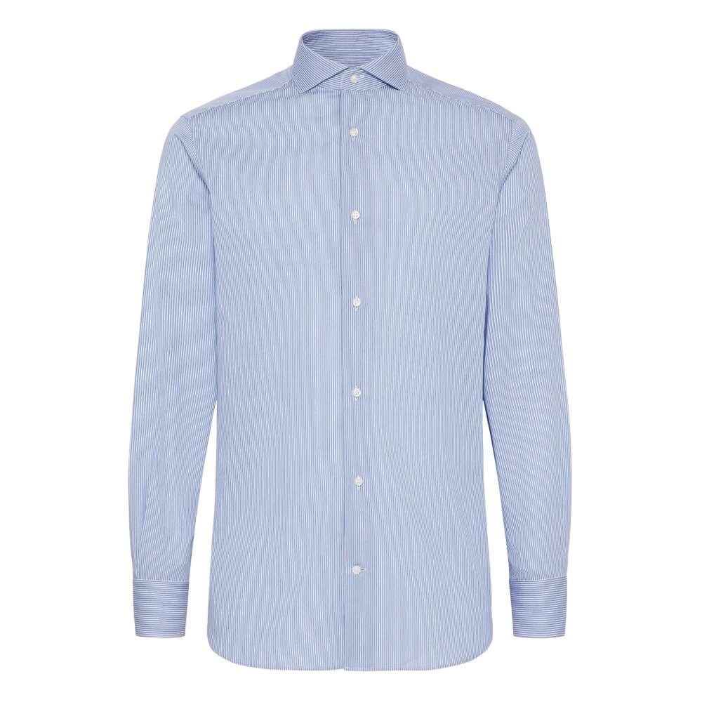 Boggi Milano Slim Fit Katoenen Dobby Overhemd Blue Heren