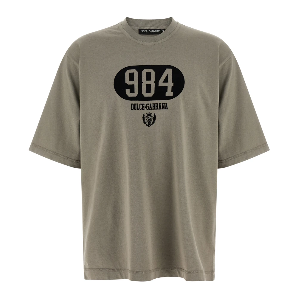 Dolce & Gabbana Men's Gray Flocked Print T-Shirt