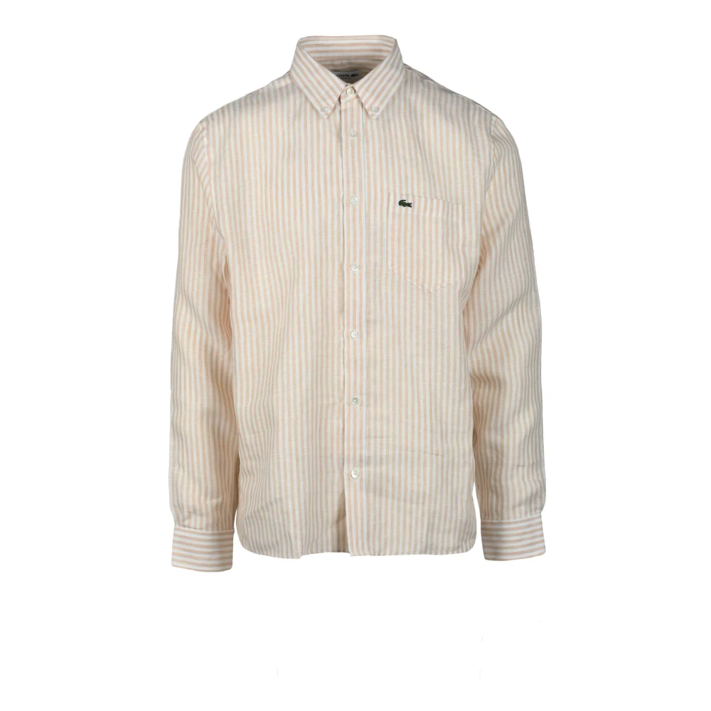 Lacoste Linnen Overhemd Beige Heren