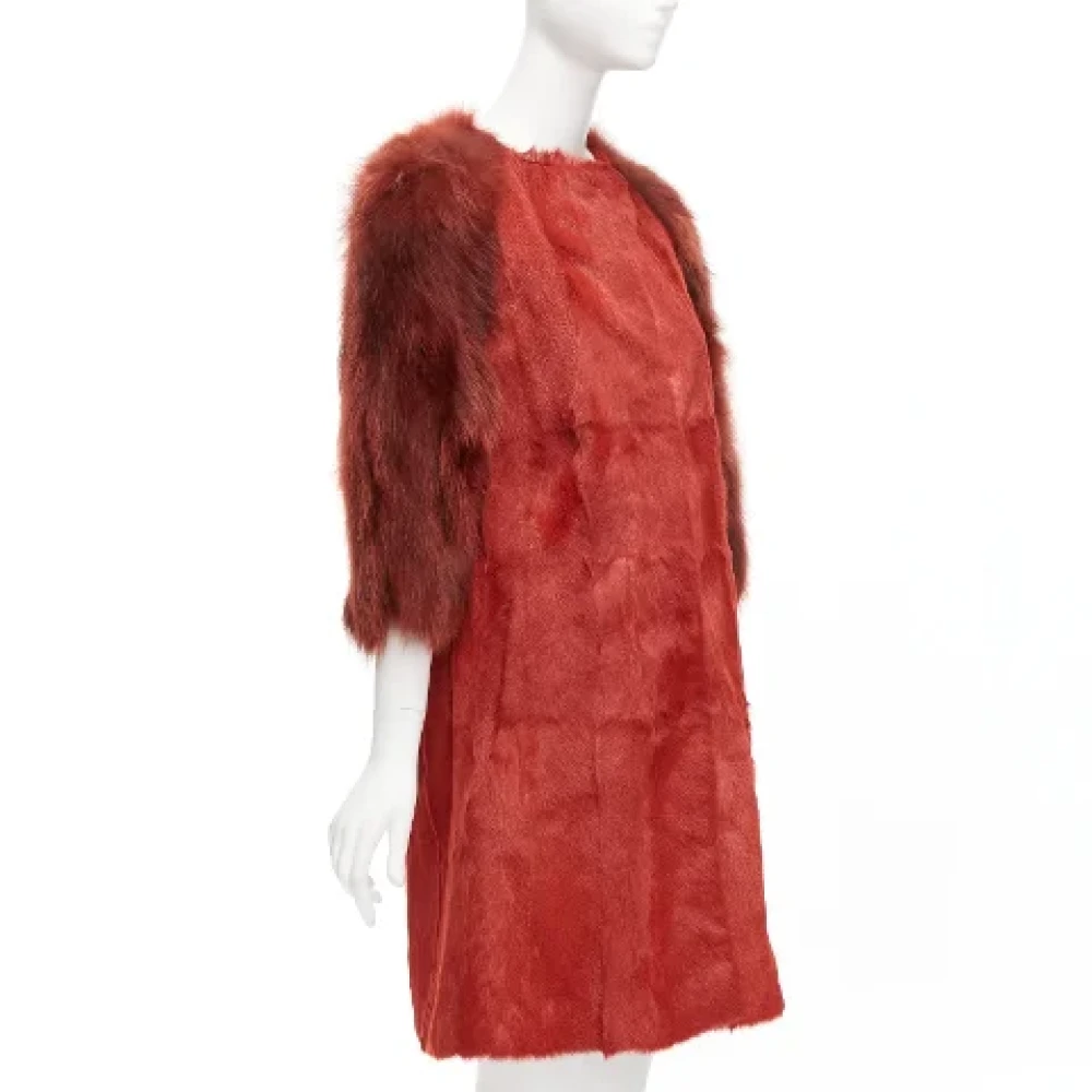 Giambattista Valli Pre-owned Fur outerwear Red Dames