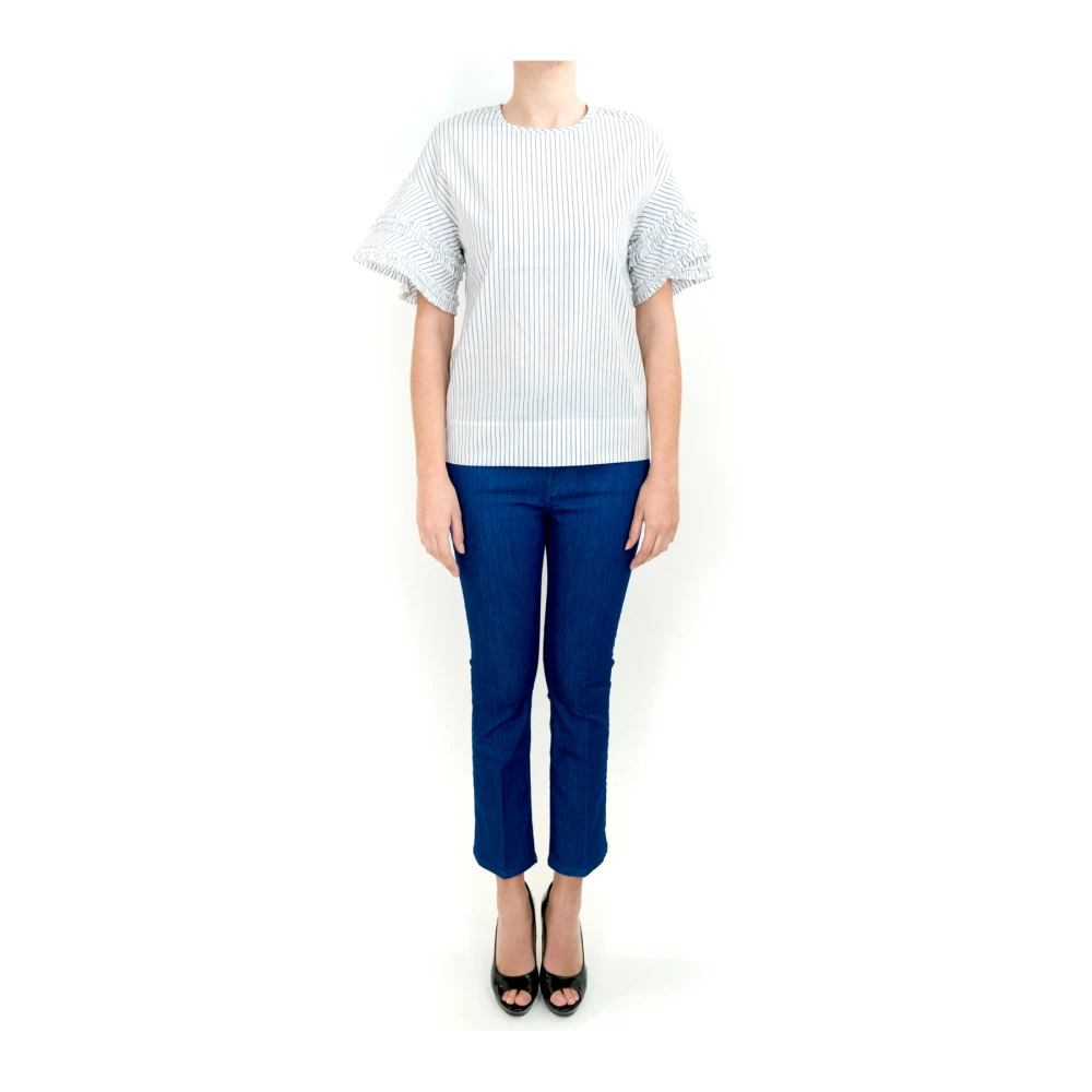 Victoria Beckham Witte Ruffle Top Blouse Shirt White Dames