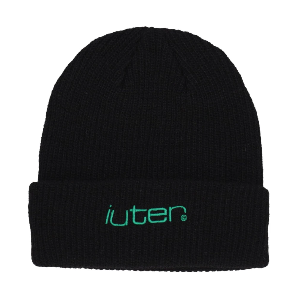 Iuter Zwarte Grid Beanie Muts Black Unisex