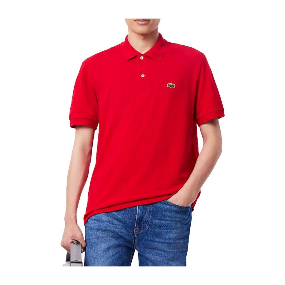 Lacoste Gebreide Kraag Polo Shirt Red Heren