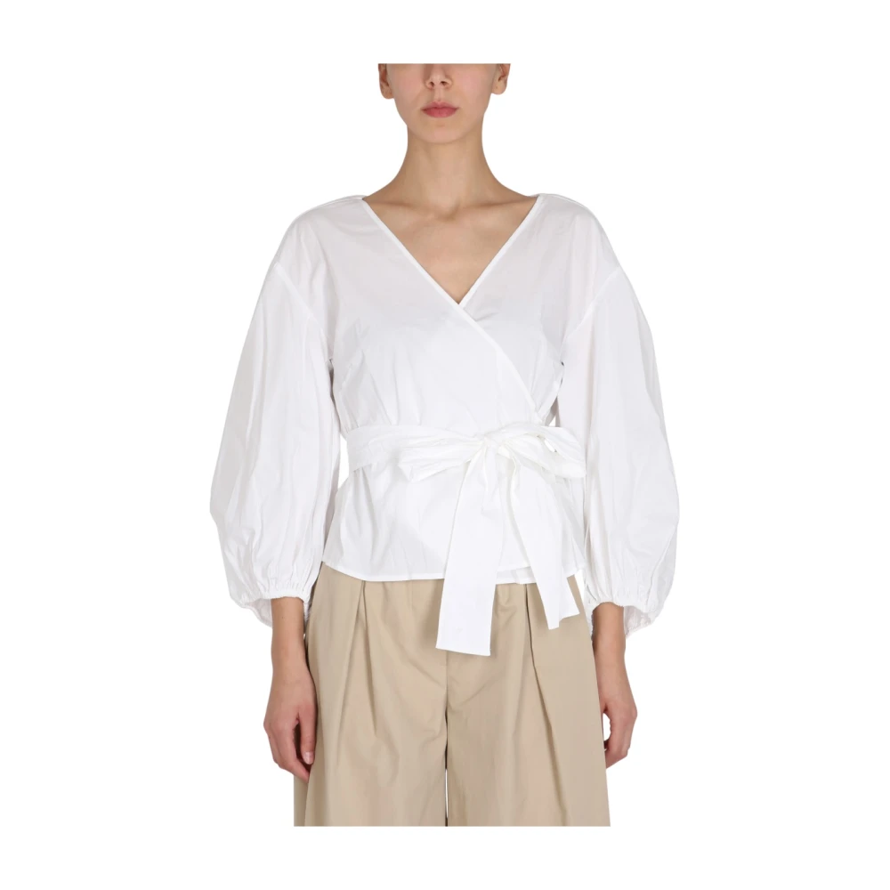 Michael Kors V-hals wikkelblouse White Dames
