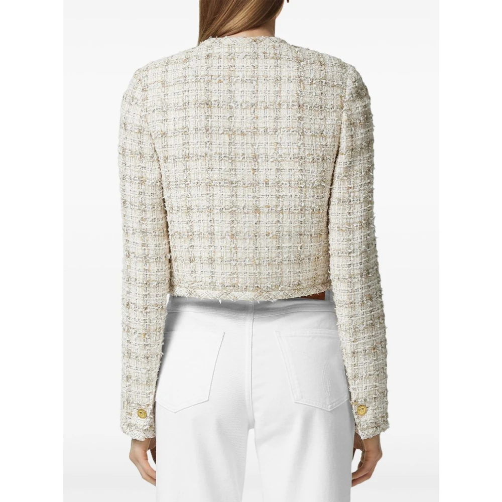 Versace Amandel Beige Jas met Medusa Knopen Beige Dames