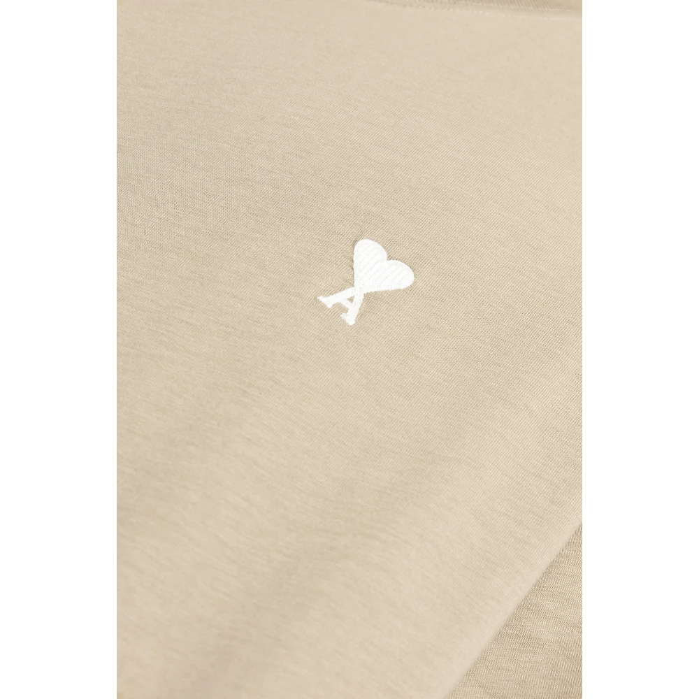 Ami Paris T-shirt met logo Beige Heren