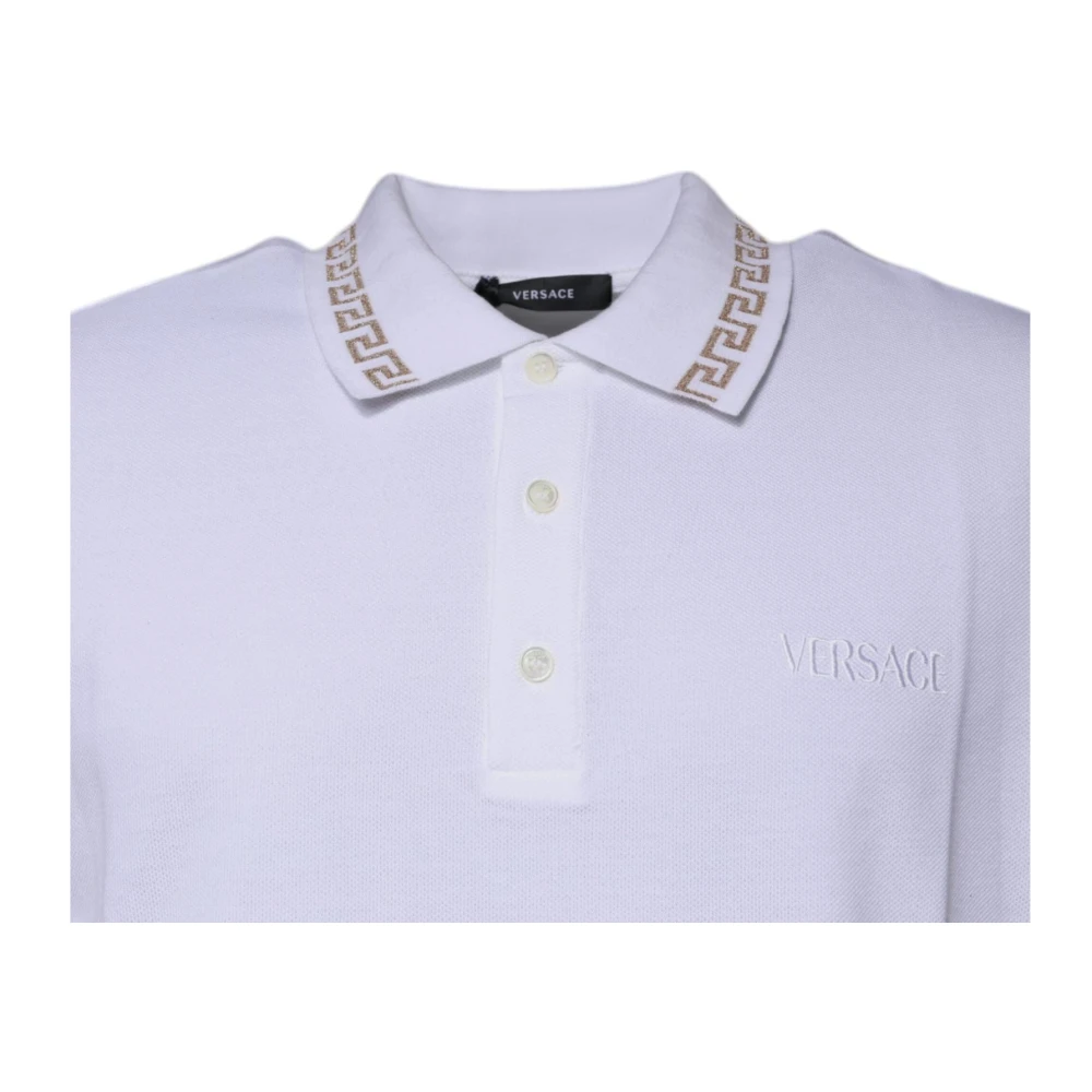 Versace Wit Goud Gekraagd Polo T-shirt White Heren
