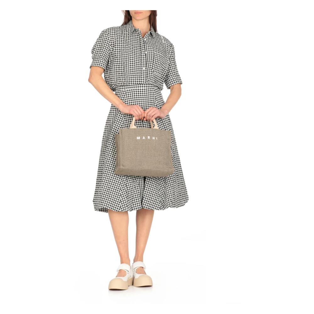 Marni Zwarte Katoenmix Geruite Overhemd Black Dames