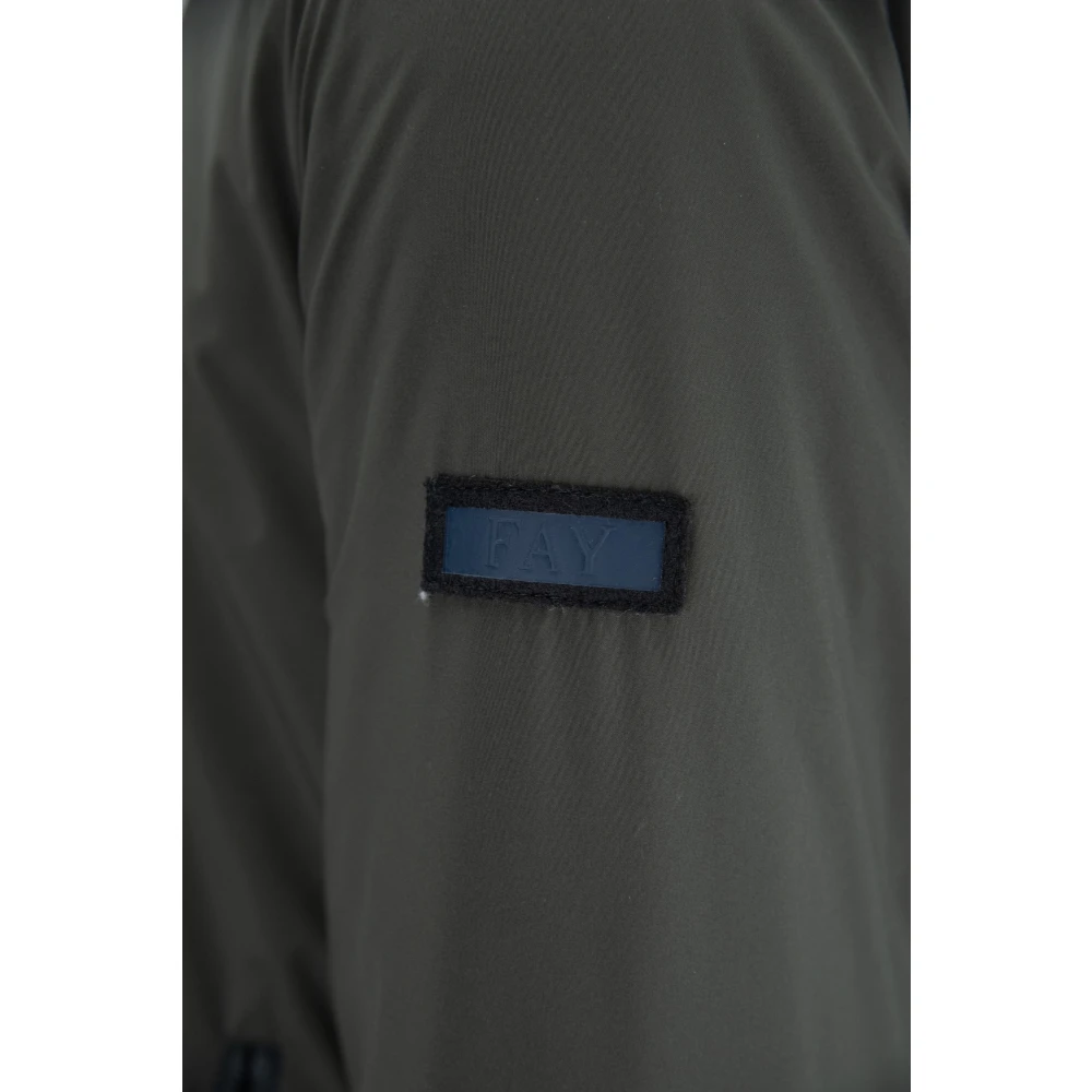 Fay Heren Knop Rits Hooded Puffer Jas Green Heren