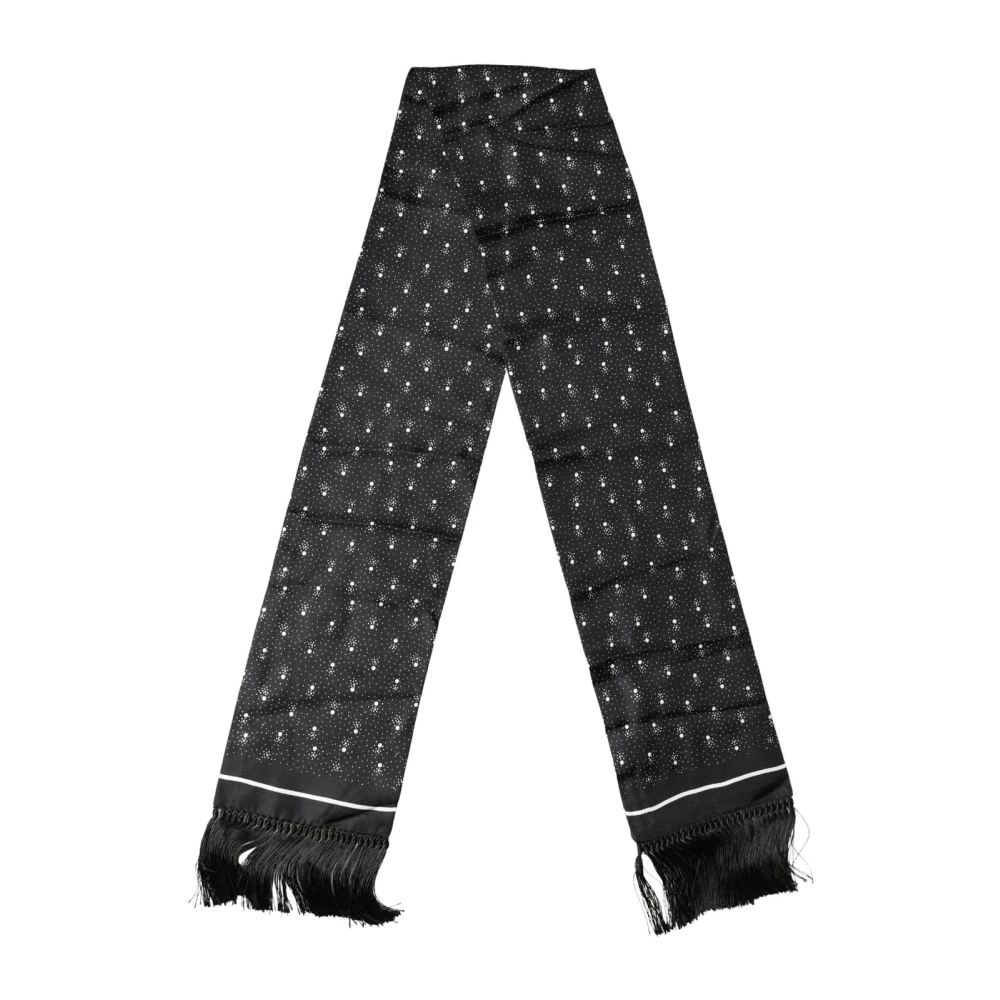 Dolce & Gabbana Svart Silk Dotted Print Foulard
