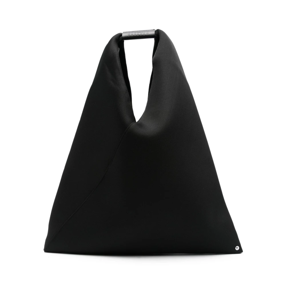 Svart Lær Pyramide Design Tote Bag