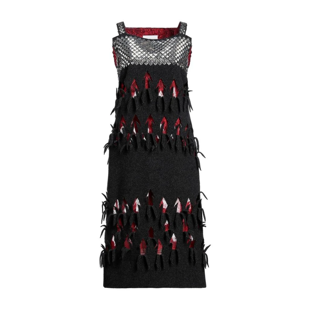 Maison Margiela Zwarte wollen jurk met vierkante halslijn Multicolor Dames
