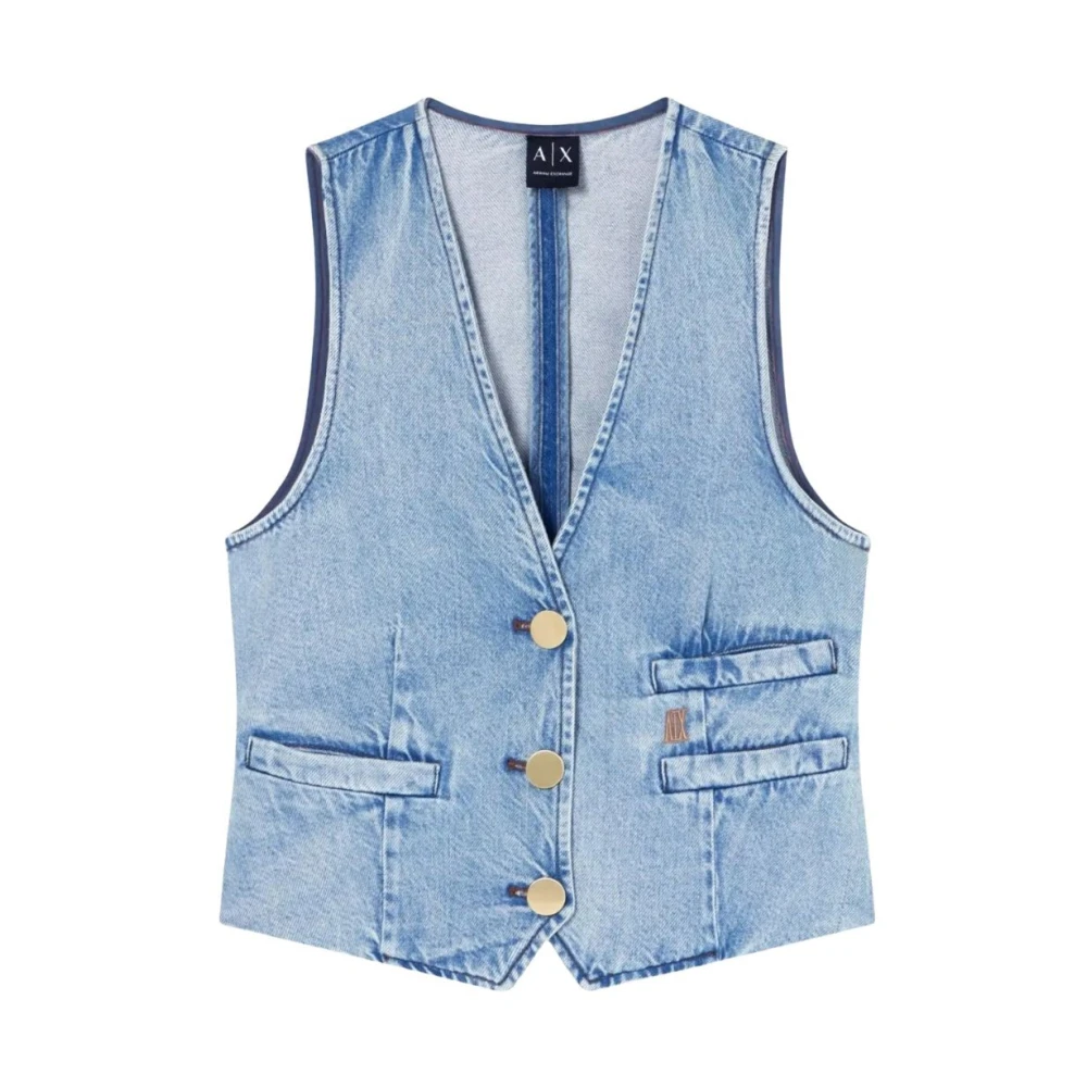 Armani Exchange Women's Blue Cotton Waistcoat - Waistcoats - Xs - Jackets