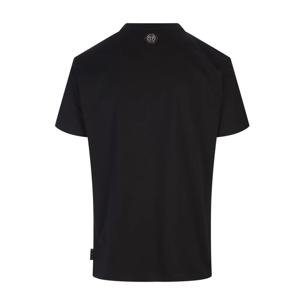 Philipp Plein Zwart T-shirt met kristalversierd logo Black Heren