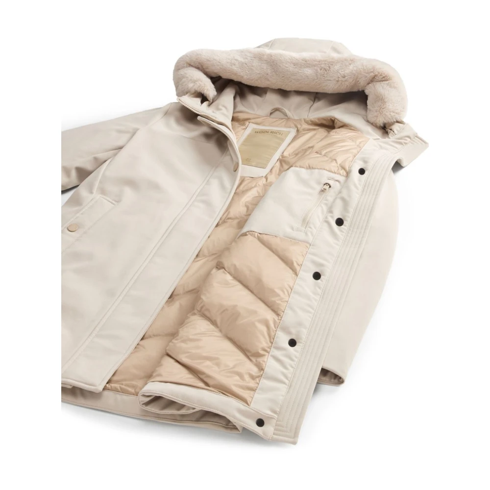 Woolrich Stijlvolle Oxford Tan Parka voor vrouwen Beige Dames