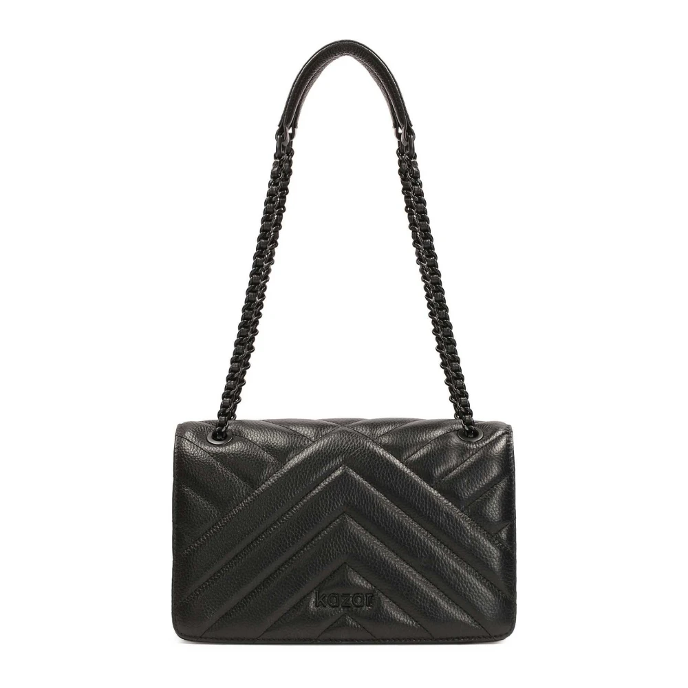 Kazar Langwerpige schoudertas met opvallende stiksels Black Dames