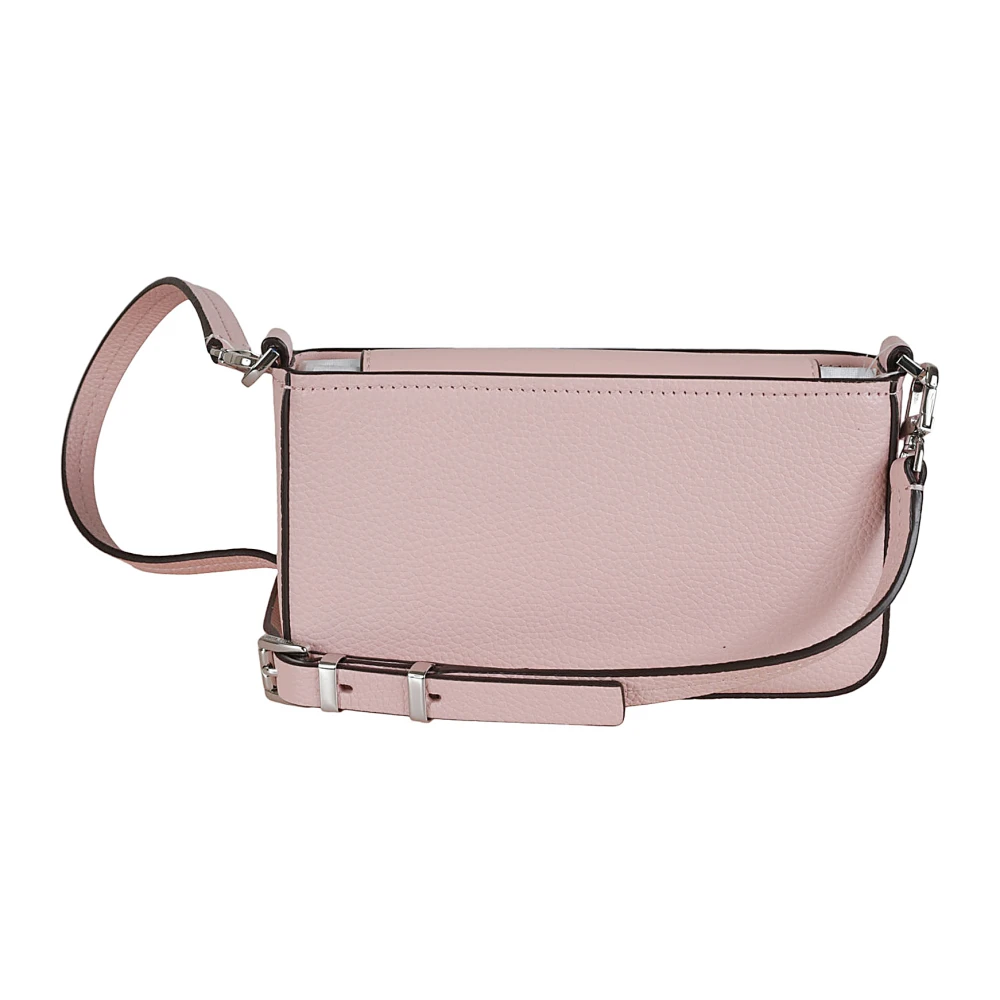 Michael Kors Zwarte Gehamerde Leren Crossbody Tas Pink Dames