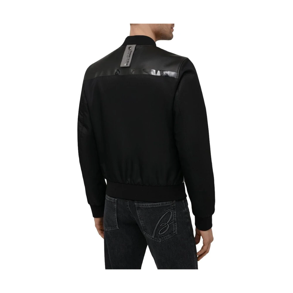 Dolce & Gabbana Zwarte Leren en Shearling Jas Black Heren
