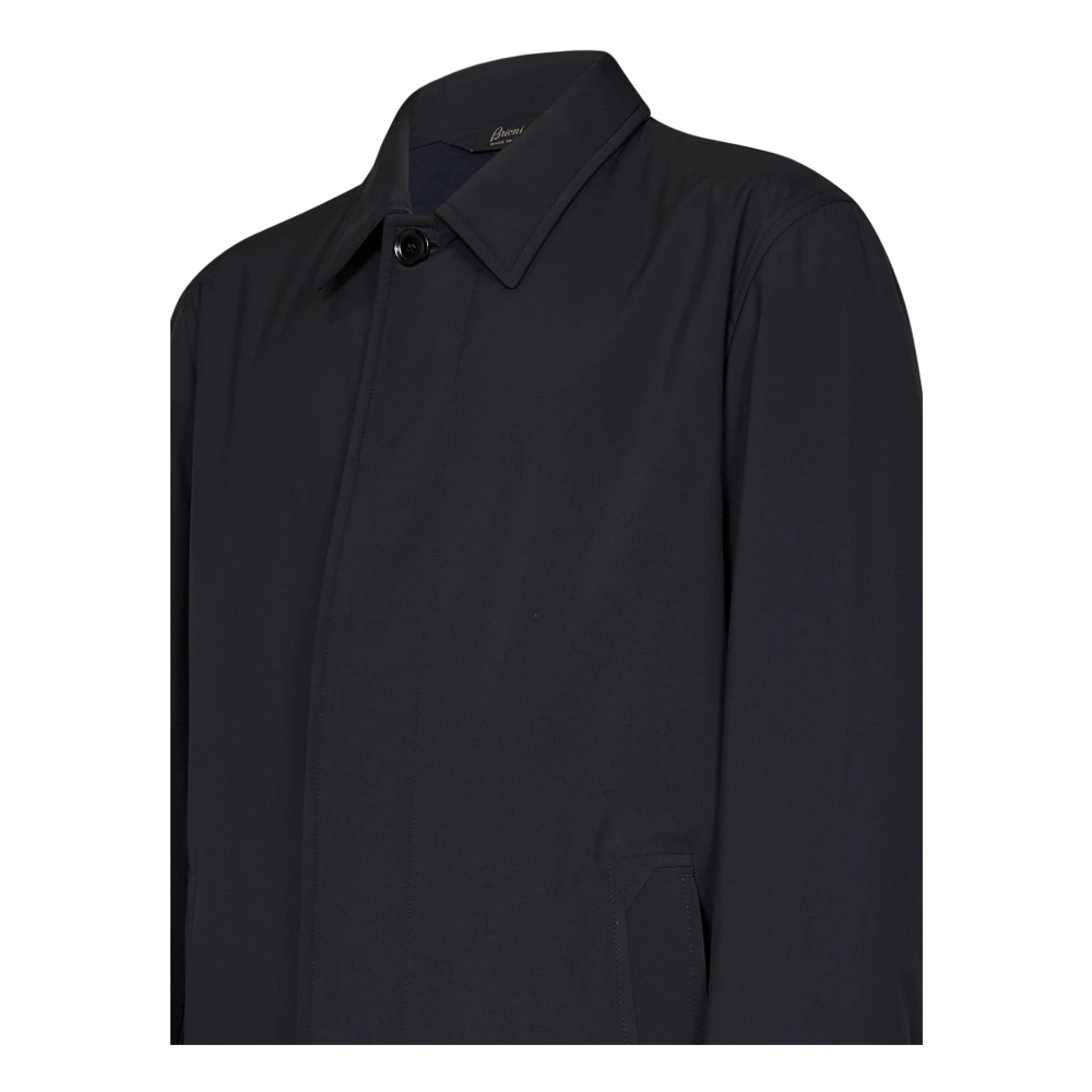 Brioni Middernachtblauwe Wol Kasjmier Jas Blue Heren