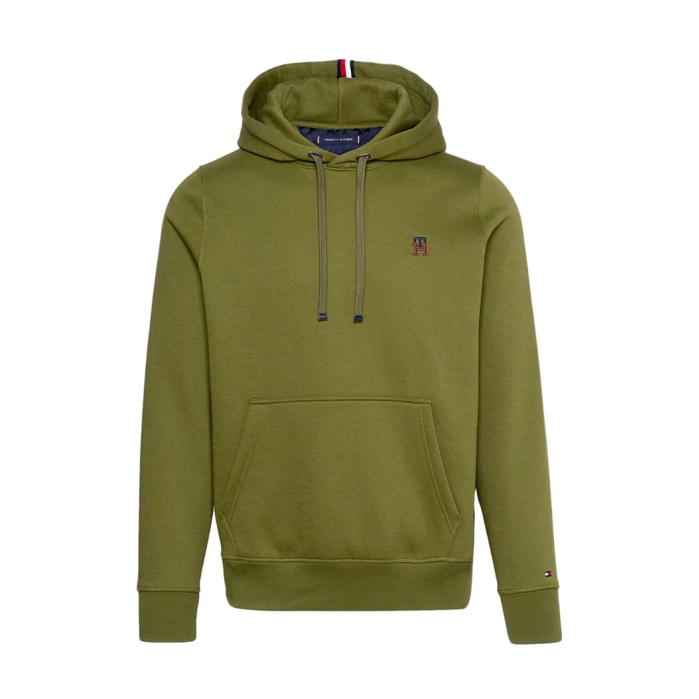 Tommy Hilfiger Men's Green Hoodies,, Sweatshirt With Hood And Logo Extra Large
