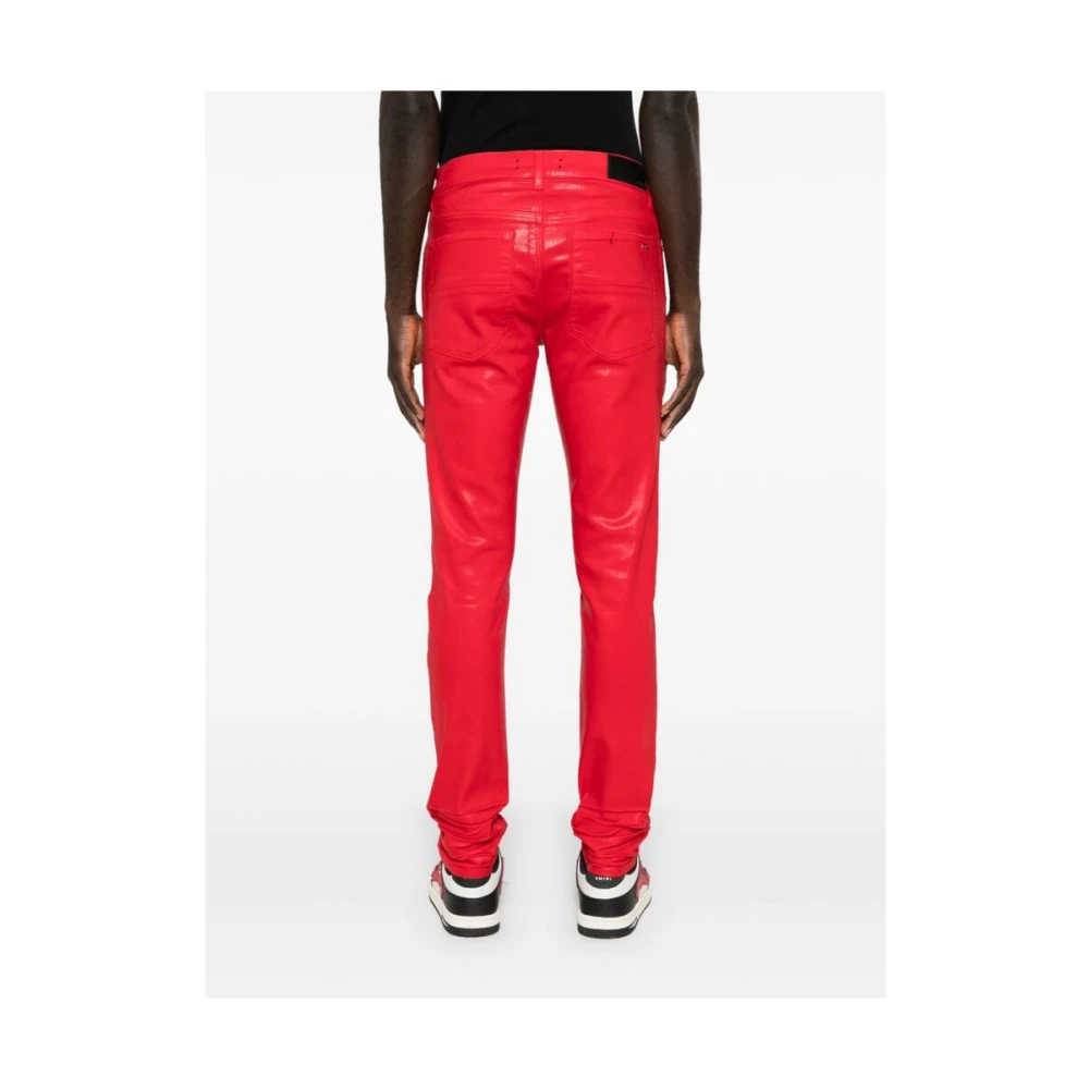 Amiri Rode Coated Denim Jeans Red Heren