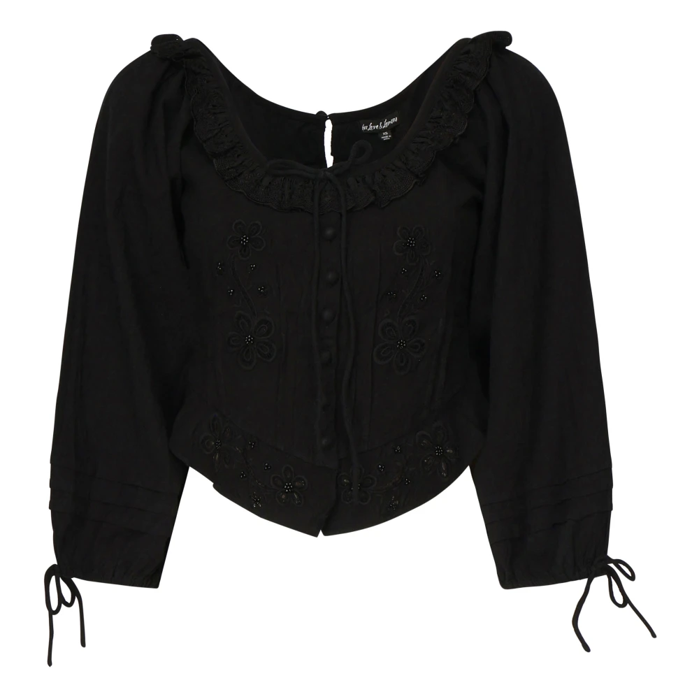 For Love & Lemons Zwarte Top met Kant Black Dames