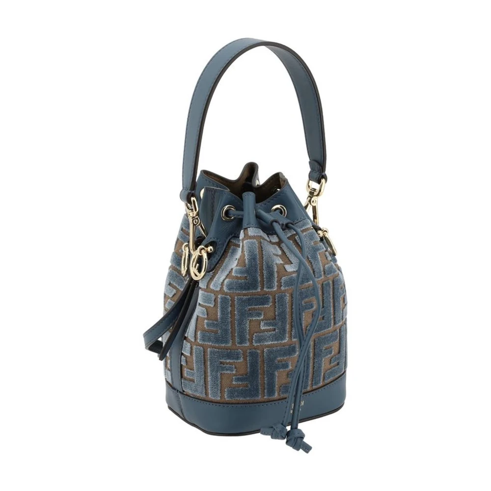 Fendi Fluweel Geborduurde Bucket Bag met Leren Details Multicolor Dames