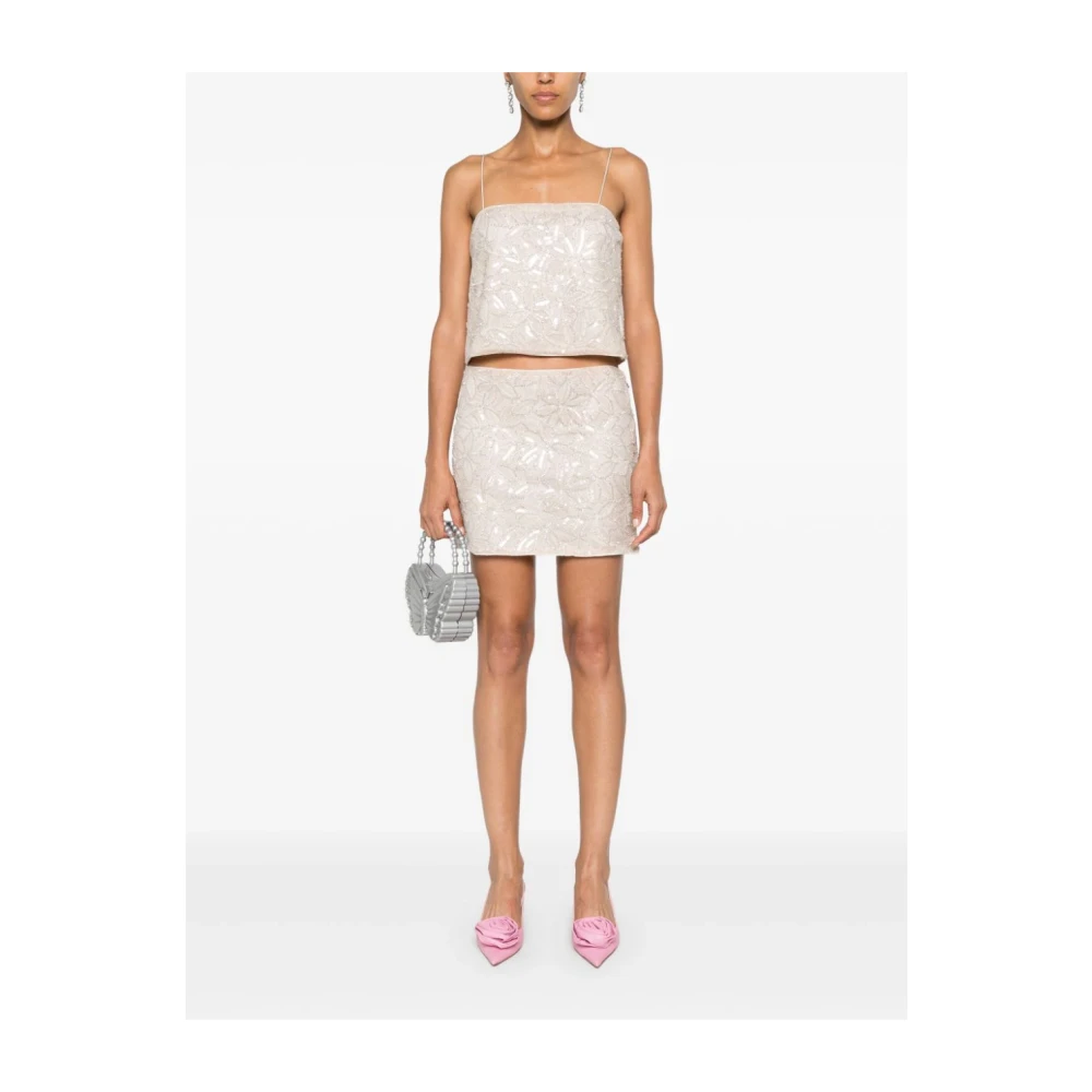 Rotate Birger Christensen Witte Paillet Mini Rok White Dames