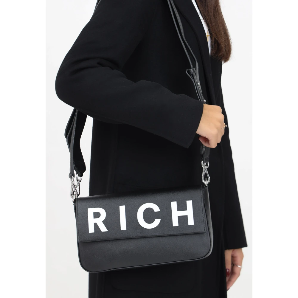 Richmond Zwarte handtas met gedurfd logo Black Dames